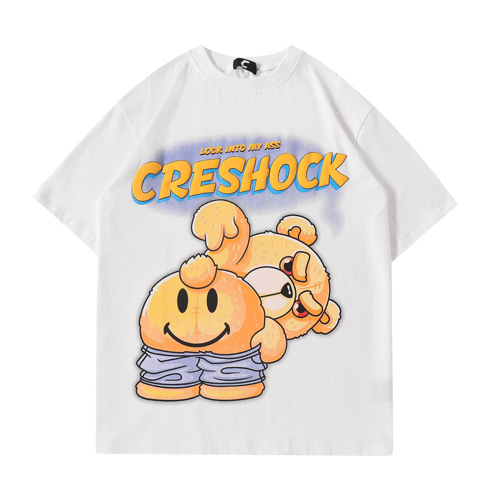 Kids Cartoon Bear Print Short-Sleeved T-Shirt