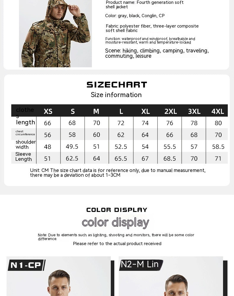 Men's Camouflage Waterproof Soft Shell Jacket