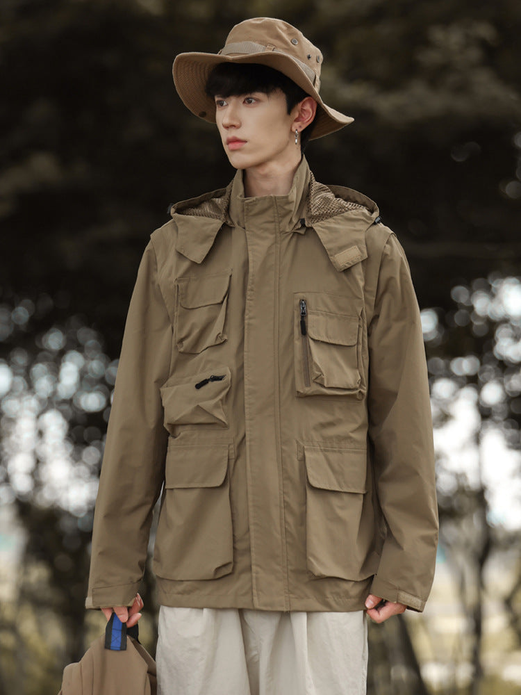 Camping Hooded Off-sleeve Jacket