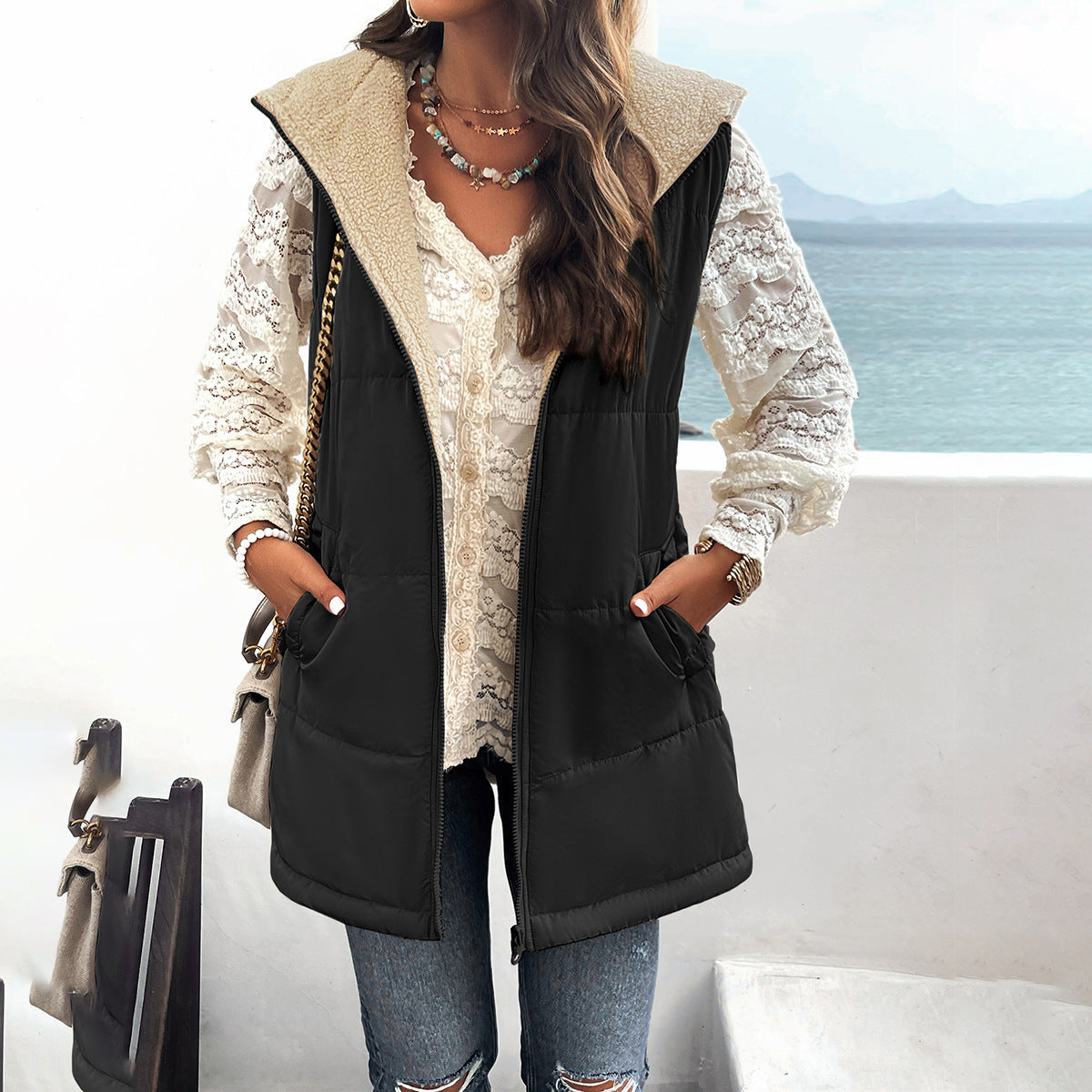 Women's Mid-length Hooded Cotton Jacket