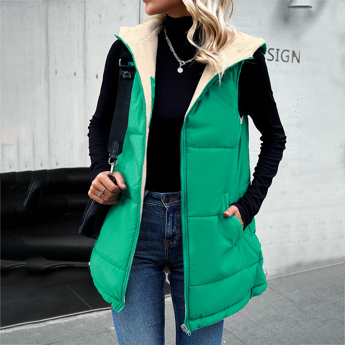 Women's Mid-length Hooded Cotton Jacket