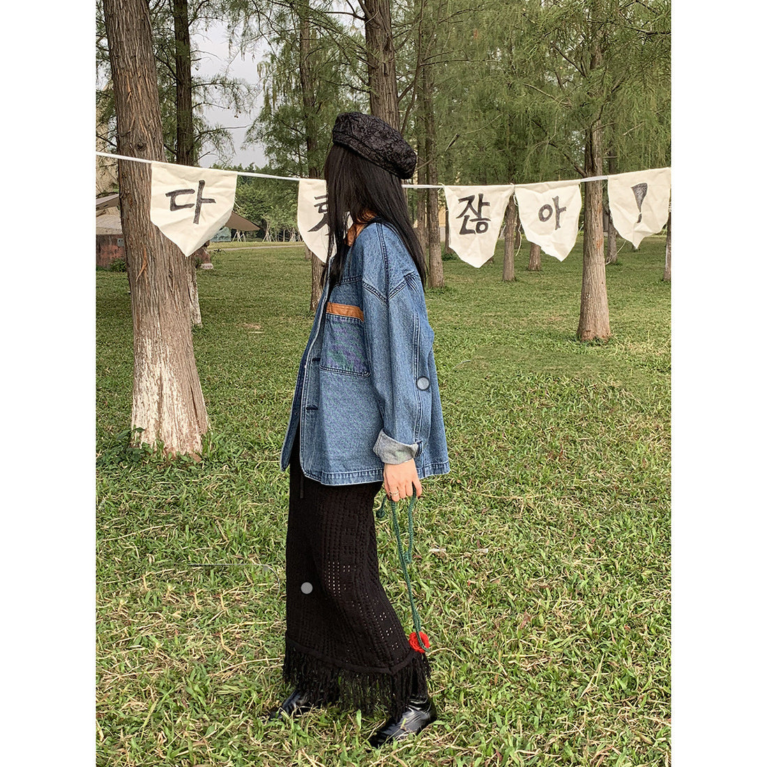 Women Loose PU Leather Camping Jacket