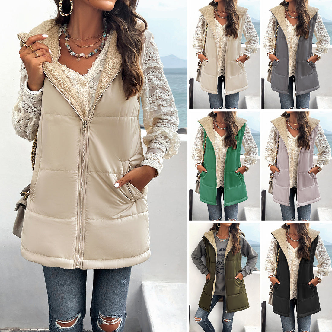 Women's Mid-length Hooded Cotton Jacket